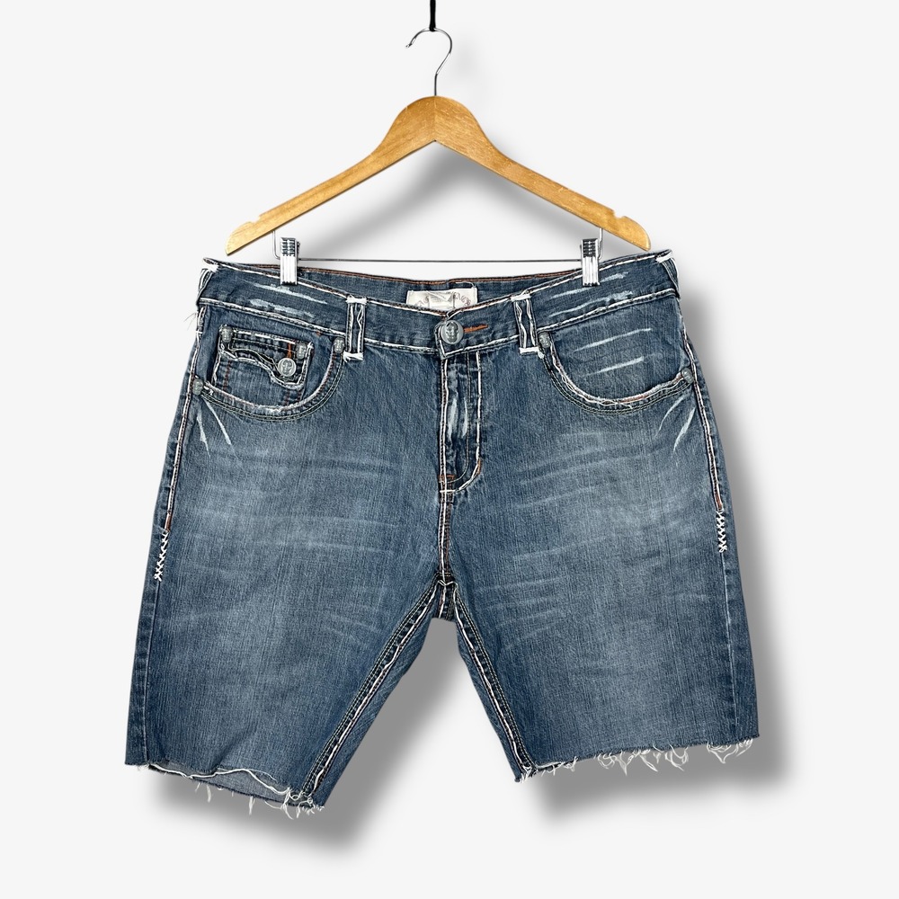 Laguna Beach Jean Co Denim Shorts Jorts Mens 40 Blue Wash Cut Off Baggy Skater